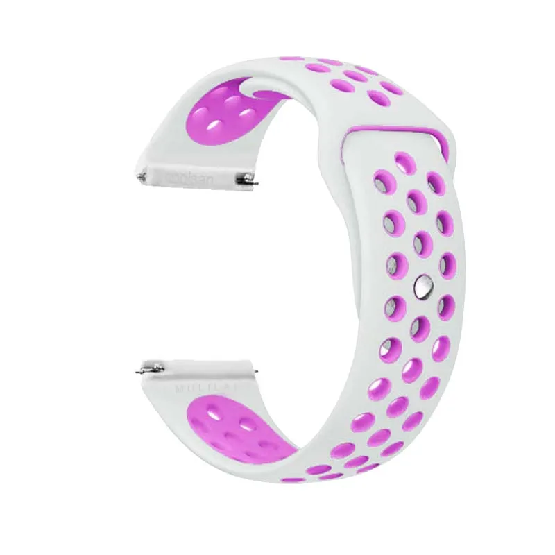 NO.22 WHITE PURPLE 10 шт./упак./20 мм/22 мм силиконовый ремешок для Xiaomi Huami Amazfit Bip GTS GTR 42 мм 47 мм ремешок для смарт-браслета Amazfit Stratos темп Ремешок Браслет - Цвет: NO.22 WHITE PURPLE
