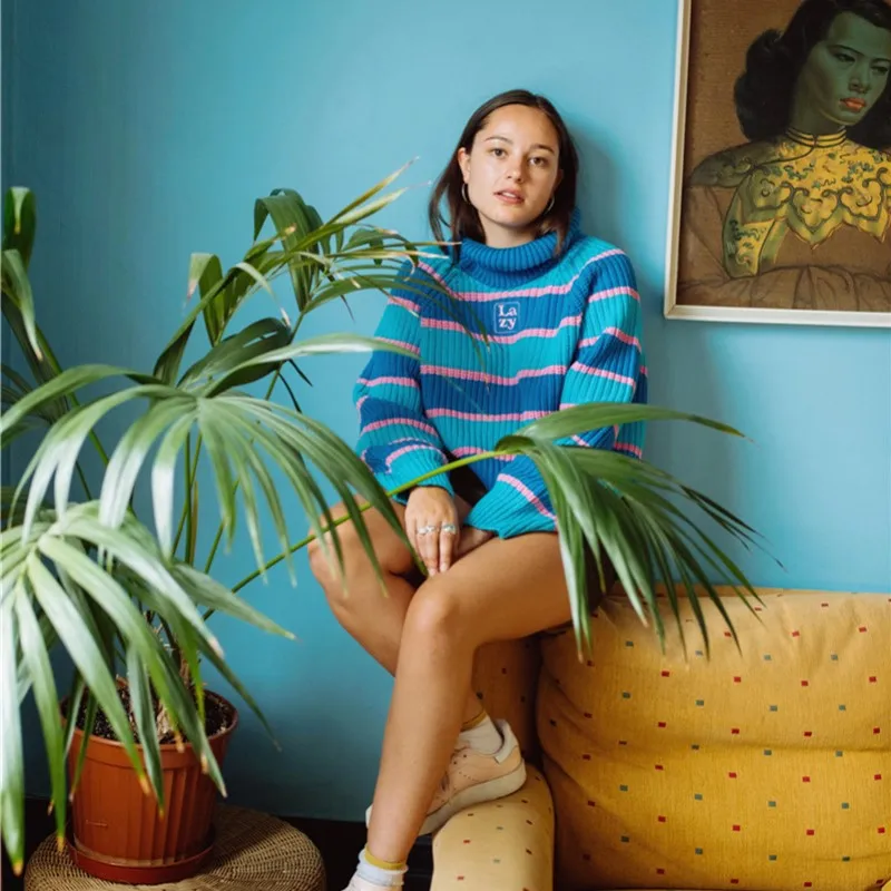 2019 зимние женские свитера в полоску с высоким воротником повседневные свободные