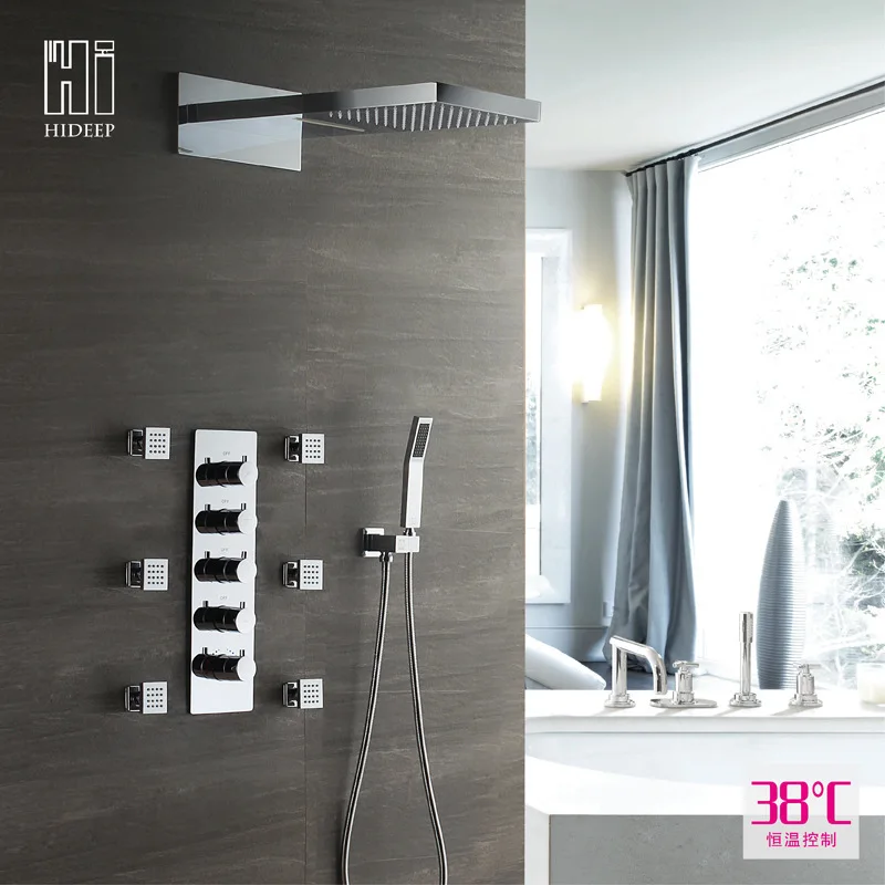 

Dark Flower Sprinkler Four Function Bring Side Spray Raindance Top Spray Full Copper Shower Shower Suit Hi05007e