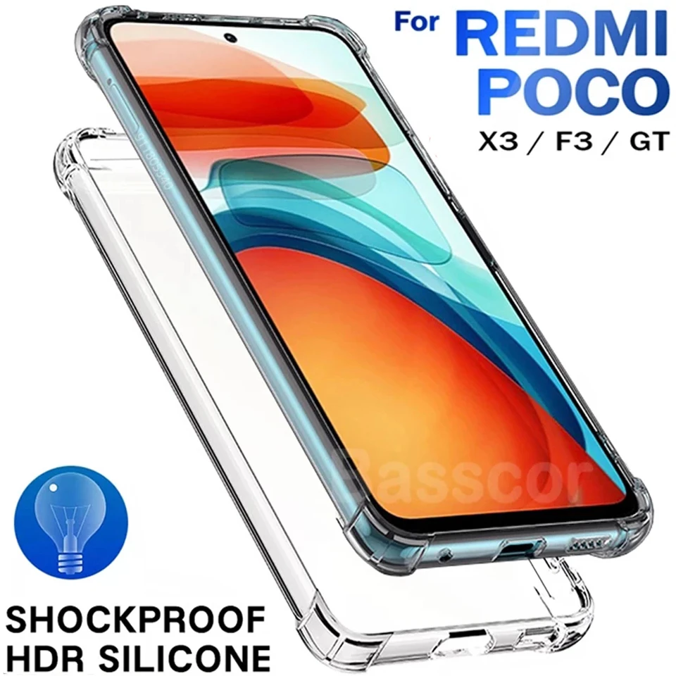 מקורי יוקרה סיליקון עמיד הלם ברור מגנים לטלפון מקרה עבור case Xiaomi Poco X3 Pro Nfc F2 M3 F3 Pro X3 GT F1 M4 Pro רדמי Redmi Note 10 9 7 8 9t Pro 9a 9c cover כיסוי אנטי סתיו קליפה שקופה