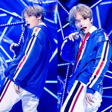 Kpop Blackpink V новые корейские сценические синие толстовки на молнии с капюшоном женские/мужские осенние теплые свободные толстовки Harajuku одежда