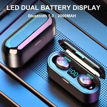 

F9 TWS Bluetooth 5.0 Sports Earphone Stereo Wireless HiFi Headset 7-Styles Invisible Mini Earbuds With LED Phone Charging Box