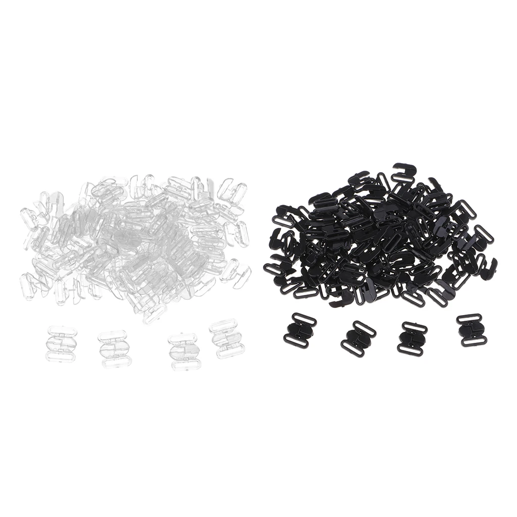 50Pcs Plastic Lingerie Adjustment strap slides Hardware Sewing Clips Clasp Hooks