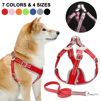 

Nylon Mesh Kitten Puppy Reflective Dogs Harness And Leash Set Dogs Vest Harness Leads Pet Clothes For Small Dogs