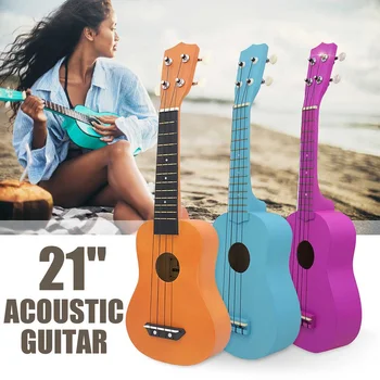 

21 inch Soprano Ukulele Basswood Acoustic Nylon 4 Strings Ukulele Colorful Mini Guitar For Kids Beginner or Basic players
