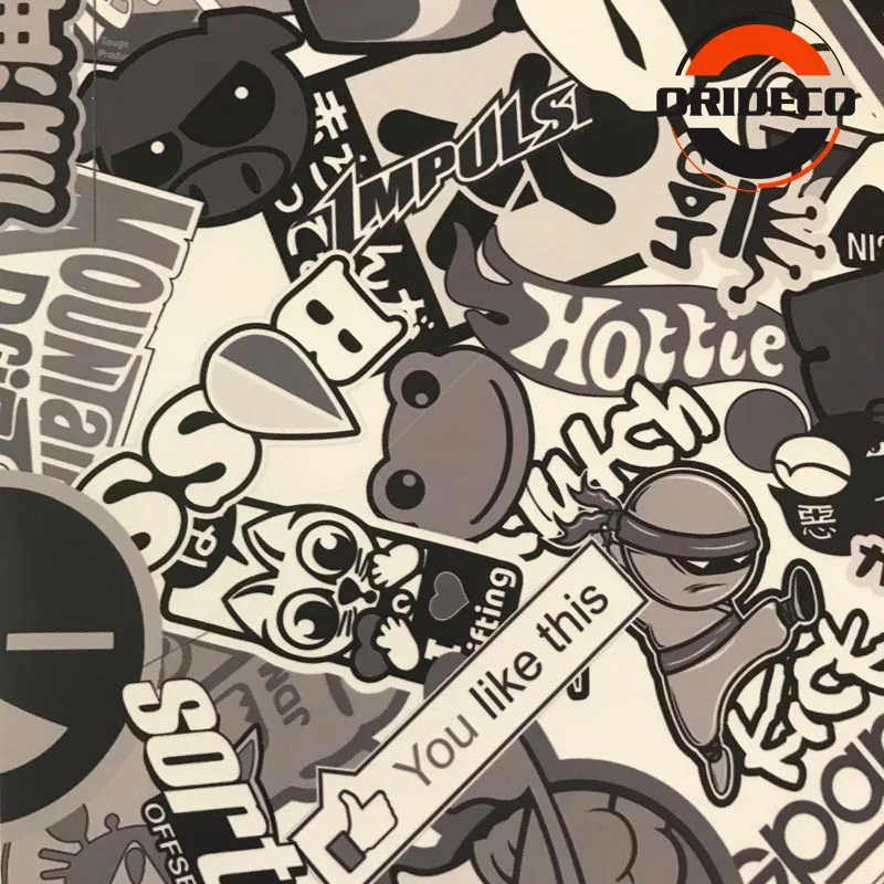 black white gray cartoon sticker bomb vinyl sticker 1