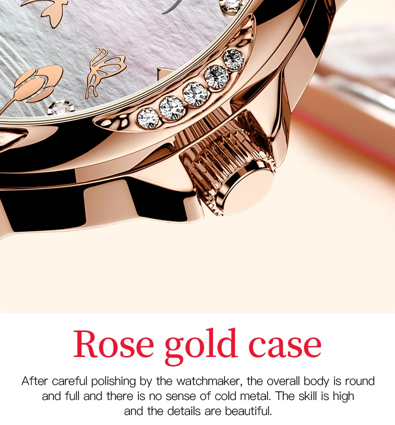 2021 OLEVS Top Brand Ladies Bracelet Watch Ladies Ceramic Strap Rhinestone Mechanical Watch Luxury Fashion Mechanical Watch 6610