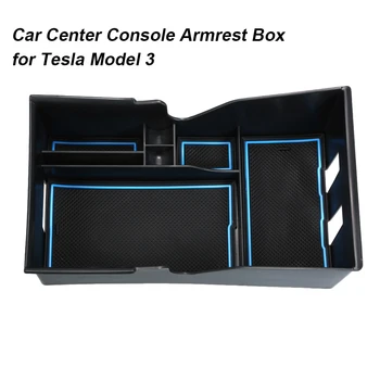 

For Tesla Model 3 Car Armrest Box Storage Center Console Organizer Containers Holder Box with 1 set of non-slip mat