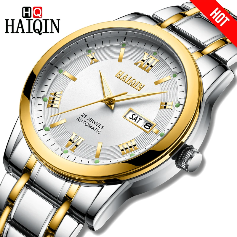 Relogio Masculino мужские часы HAIQIN Топ бренд Роскошные автоматические механические