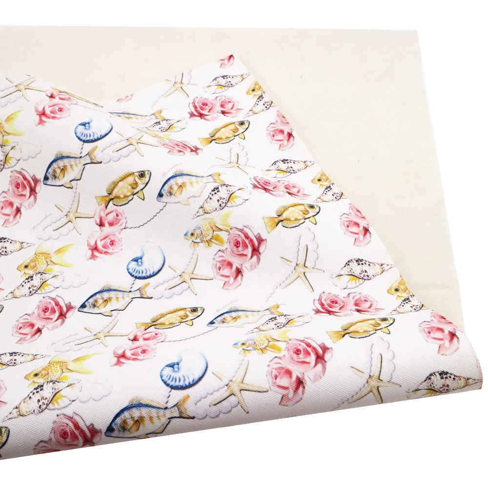 David accessories 50*70 см рыбы на Рождество с принтом(Искусственная кожа ткань ледерин, материалы для ручных поделок, 1Yc7724