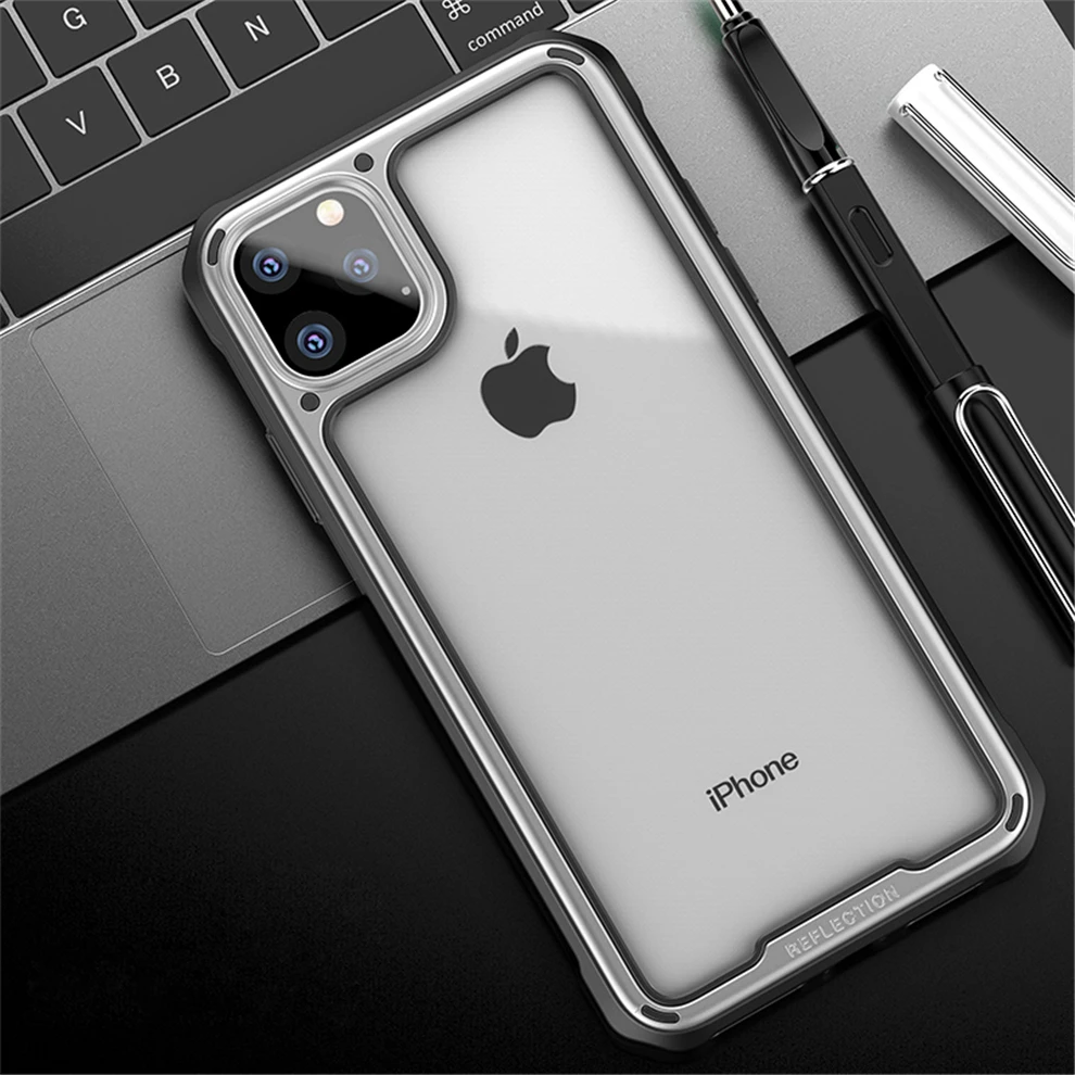 Роскошный противоударный армированный чехол для Apple iPhone 11 Pro Max 11Pro, прозрачный силиконовый+ жесткий чехол из поликарбоната, чехол etui