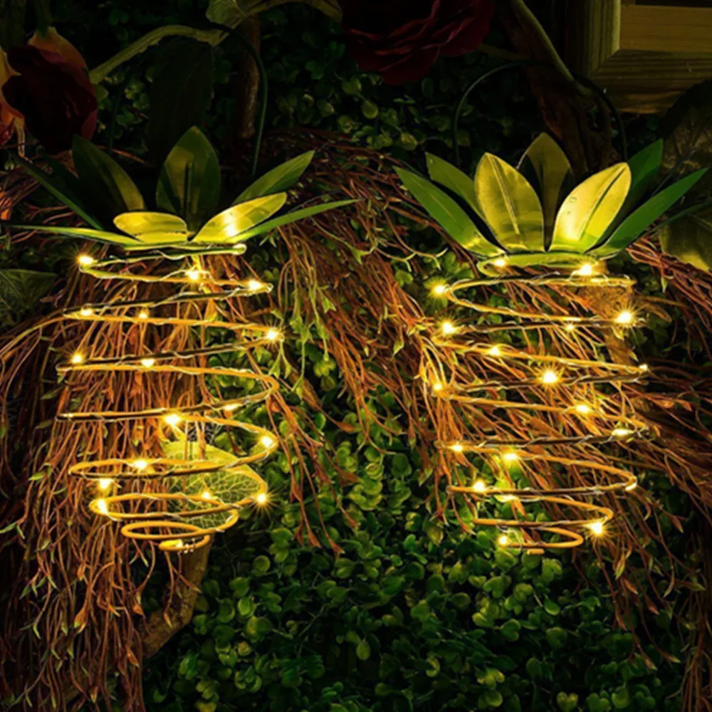 Lâmpada de Parede Impermeável ao ar Natal de Fadas Lote Abacaxi Lâmpada Solar Jardim Luz Pendurado Livre Quintal Fio Portátil Artista Decora 2 Pçs - 5 Luz Pendurado Lâmpada de Parede Impermeável Ao