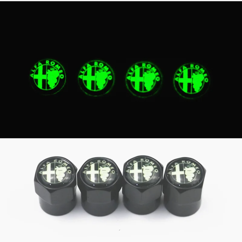 

new Luminous Car Styling Valves Caps Case For Alfa Romeo Mito 147 156 159 166 Car-Styling Auto Wheel Tyre Tire Stem Air 4pcs/lot