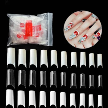 

Nails Fake Tips 10 size White French Nail Tips 500pcs Completely Curved Nail Art Flase Tips French Style False Acrylic Fake Nail