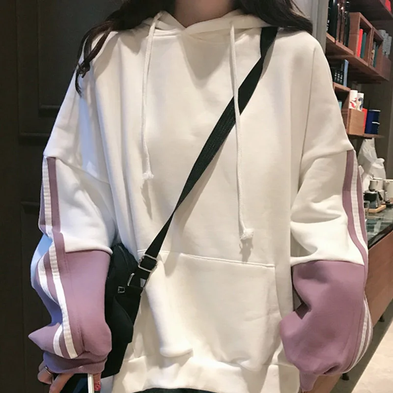 Толстовка Harajuku, пуловер, куртка, толстая, свободная, женские толстовки, толстовка, женская повседневная одежда, уличная одежда, спортивный костюм, Джерси Маркус - Цвет: White