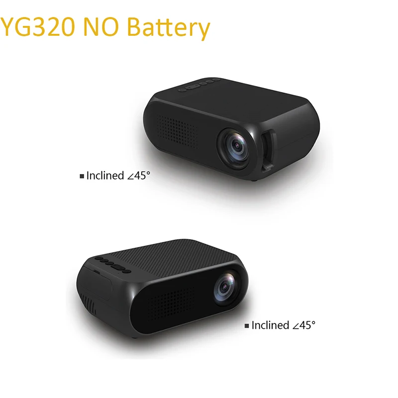 Высокое качество светодиодный проектор YG320 фокус объектива 1080P 3D визуальный 80-дюймовый Экран дома Театр интеллектуальное автомобильное зарядное устройство с двумя Proiector мини светодиодная - Цвет: black no battery