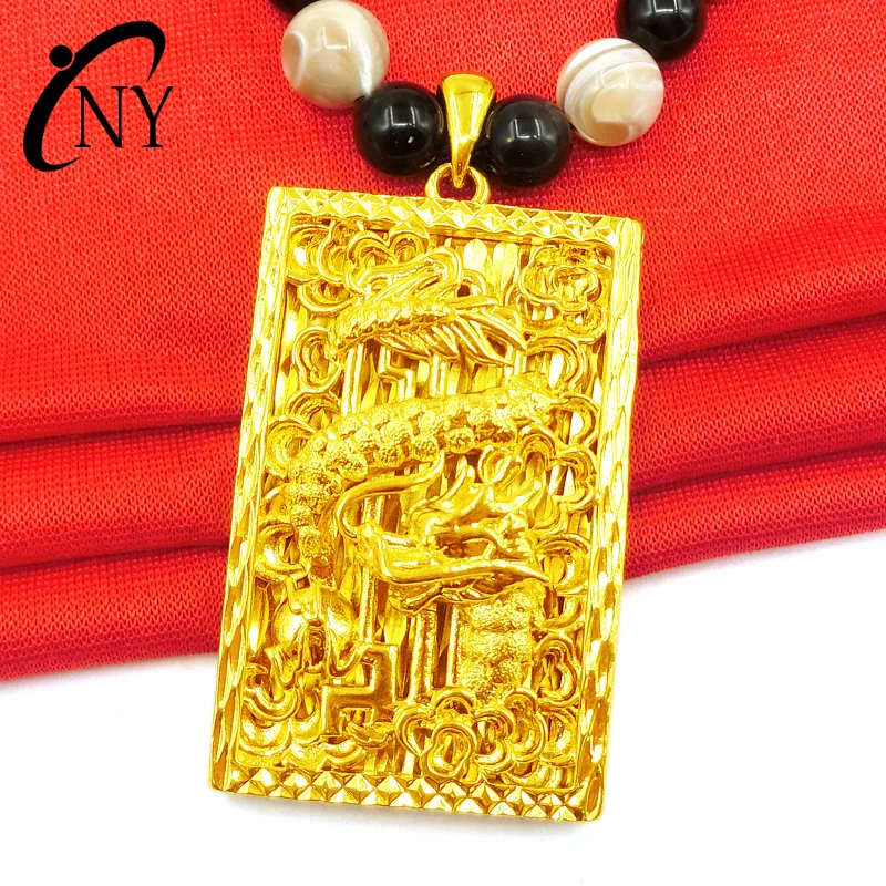 

Knife Brother Celebrity Style Necklace Tag Thick Gold Flying Dragons Gold Necklace Brass Plated 24K Online Celebrity Style