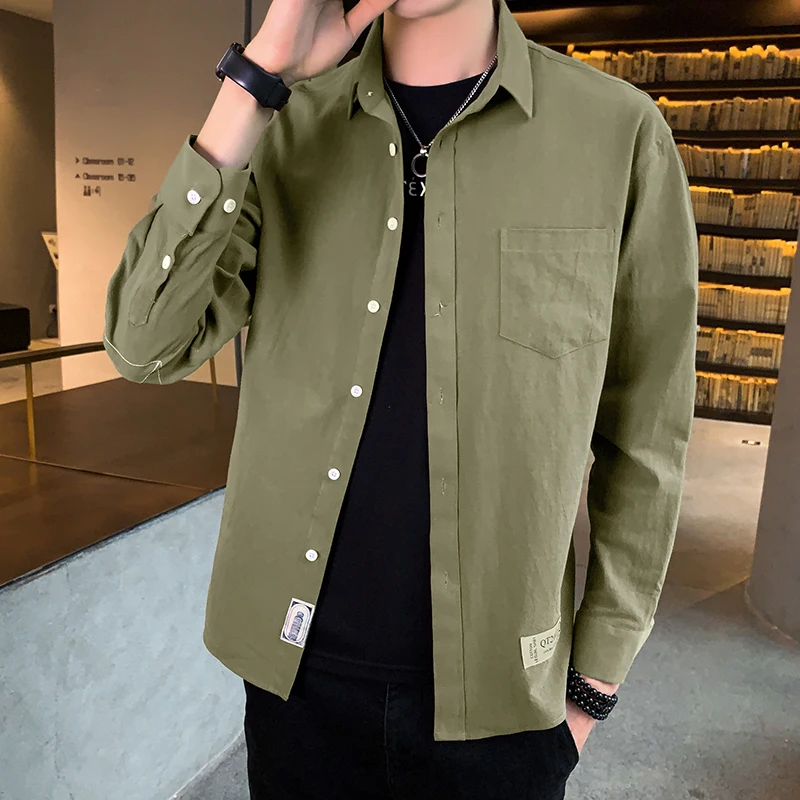 

Casual Spring Autumn Shirt Men Long Sleeve High Quality 2020 Japan Style Loose Streetwear Plus Size M-4XL Clothes