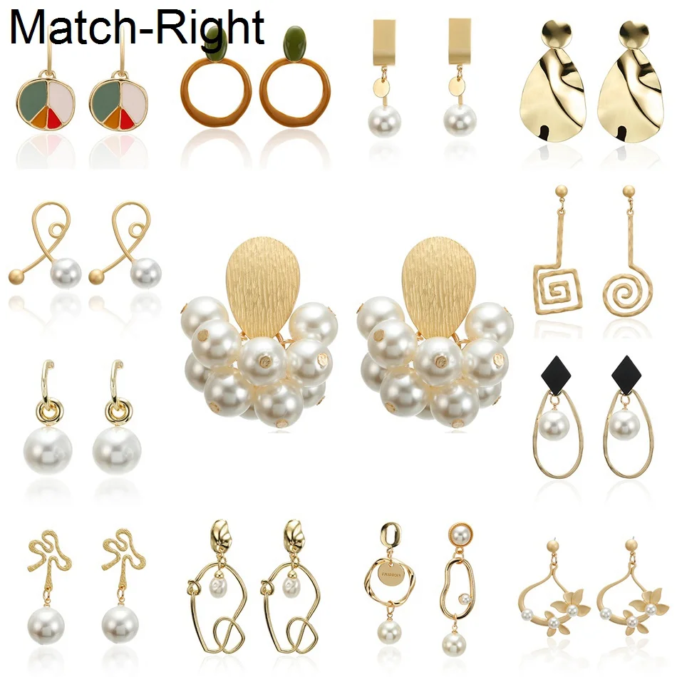 Модные серьги Match-Right золотого цвета для