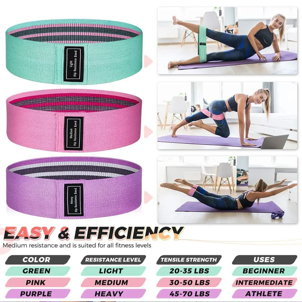 Resistance Bands for Legs and Butt Exercise Bands Set Booty Hip Bands Wide Workout Bands Sports Fitness Anti Slip Elastic