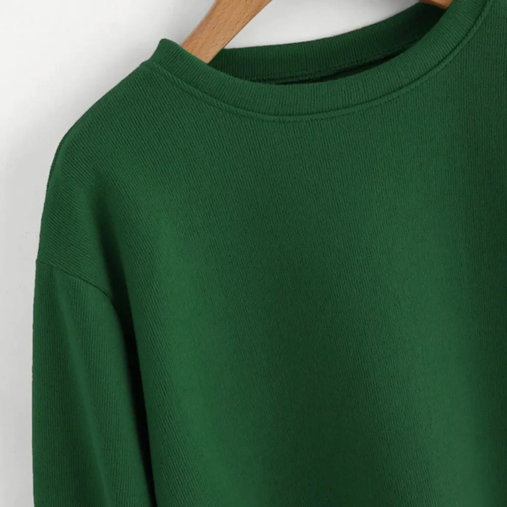 JAYCOSIN Fashion Women Casual Simple Solid Color O-Neck Sweatshirt Long Sleeve Comfortable Soft Blouse Loose Sweatershirt Tops