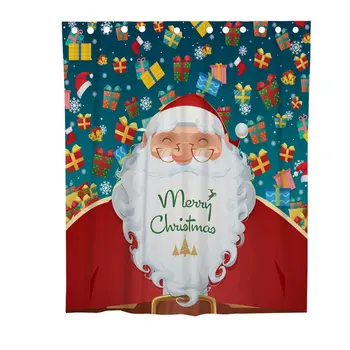 

1pc Christmas Bath Curtain Waterproof Shower Curtain Polyester Bath Drapery
