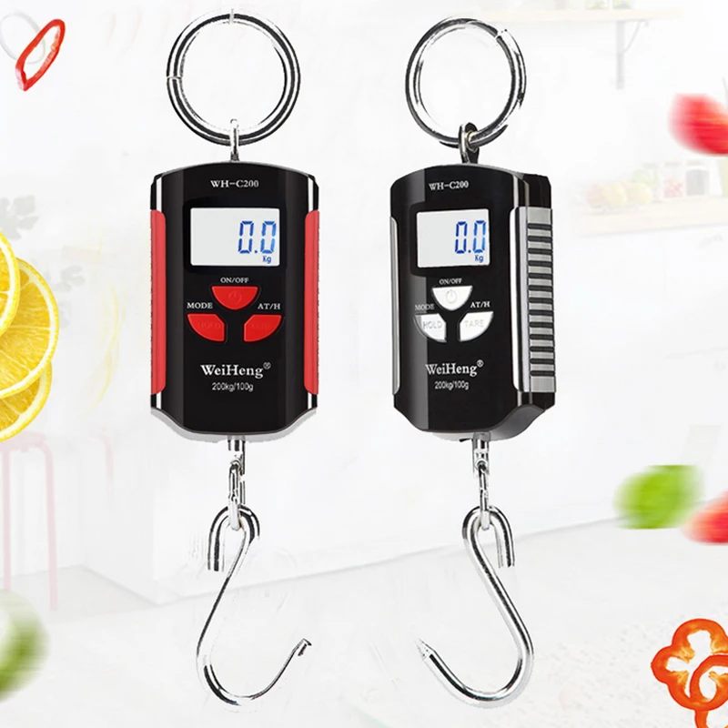 

200kg/441lb Portable Mini Digital Scale LCD Display Luggage Heavy Crane Hanging Hook Scale Pocket Weight Pig Sheep