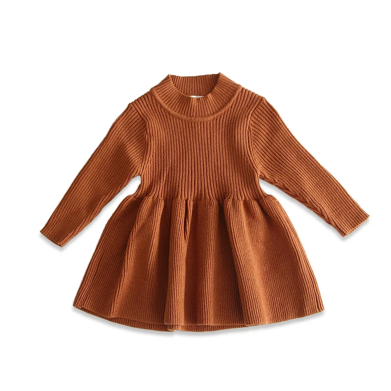 

Baby Girl Dress Warm Wool Knit Sweater 2019 Autumn Sweater Princess Dress Knit Cotton Long-sleeved Children's Dress