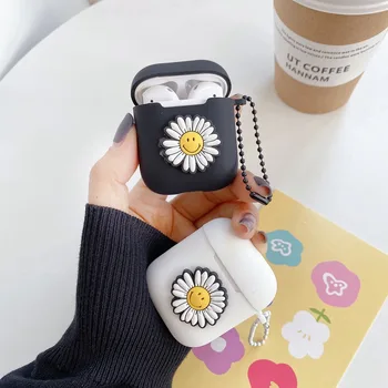 

For AirPods Case Cute Cartoon Smile Daisy Sunflower DIY Earphone Case For AirPods 2 Lovely Soft Silicone Headset Protect Cover