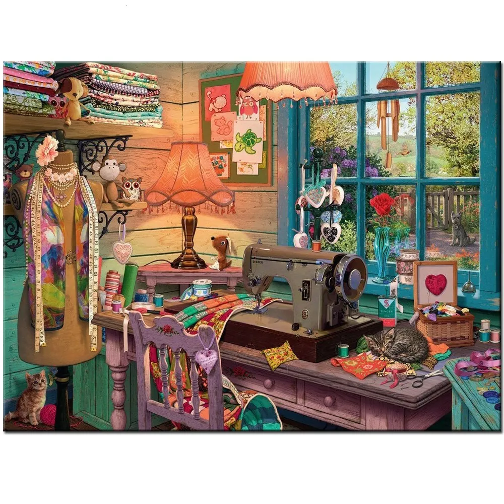 Exquisite life Sewing Shed 5d diy diamond embroidery full round,cross stitch diamond mosaic rhinestone painting Puzzle toy,_副本