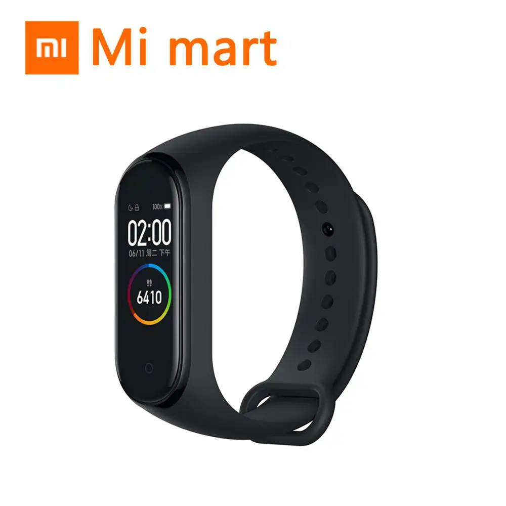 Xiaomi mi смарт-браслет 4, 3 цвета, AMOLED экран, mi Band 4, смарт-браслет, фитнес-браслет, Bluetooth, спортивный, водонепроницаемый - Цвет: CN Version black