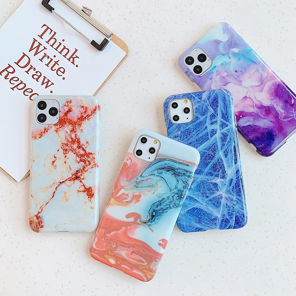Для Etui na iPhone 11 Pro Max XR XS S XSMax 6 6S 7 8 чехол Роскошный Глянцевый мраморный IMD задняя
