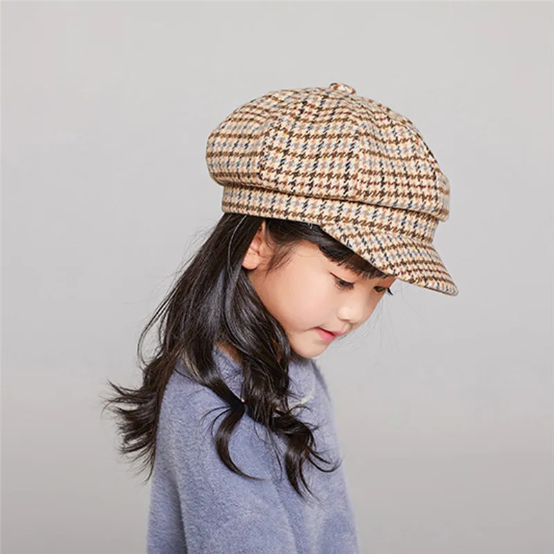 Children's hat Kids Baby Girls Beret New Autumn And Plaid Winter Comfortable Breathable Cap #4j30 (6)