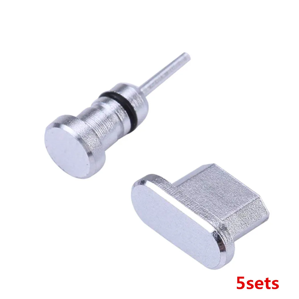5sets NO.3 2/5 комплектов металлический зарядный порт+ разъем для наушников Пылезащитная заглушка Замена для мобильного телефона Android 3,5 мм заглушка для порта гарнитуры - Цвет: 5sets NO.3