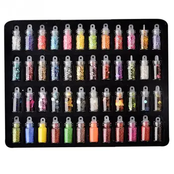 

48 Colors Manicure Sequin Colorful Bright Glitter Pigment Nail Art Powder