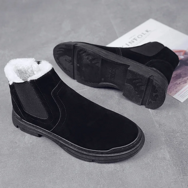 

Winter New Style Men Martin Boots 2019 plus Velvet Warm Outdoor Medium Boots Korean-style Versatile MEN'S SHOES
