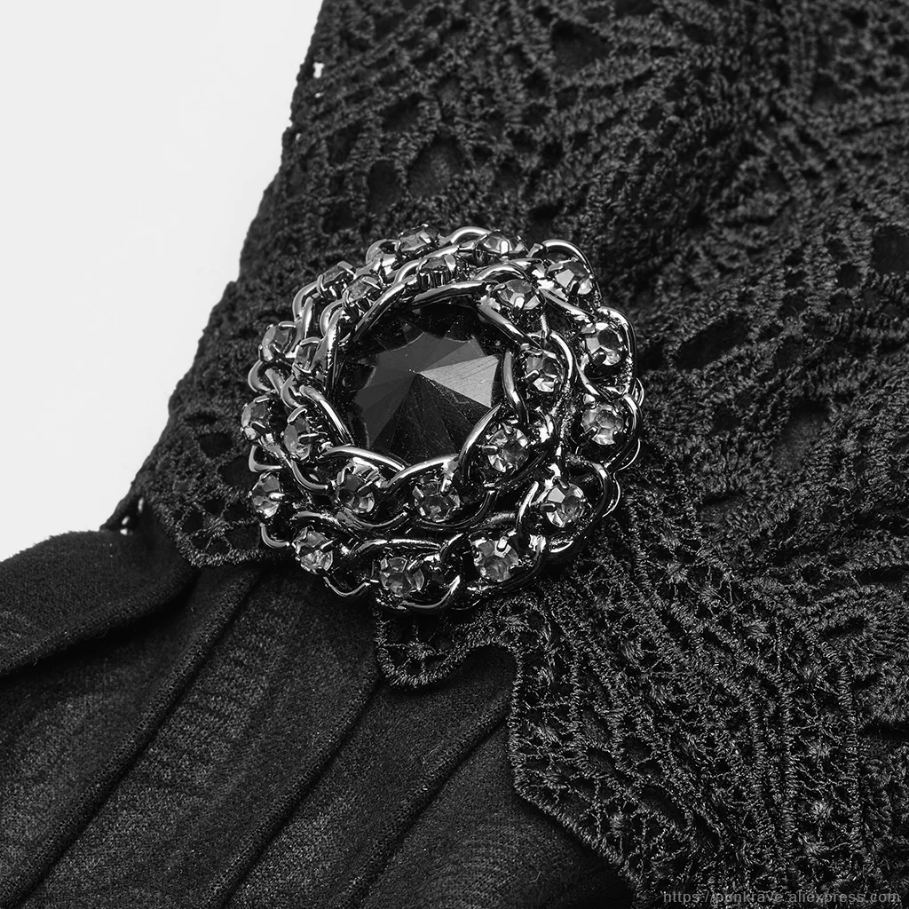 Панк рейв мужские Виктории черные благородные длинные перчатки готические модные пуговицы рок Цветочные замшевые алмазные украшения мужские перчатки 1 пара