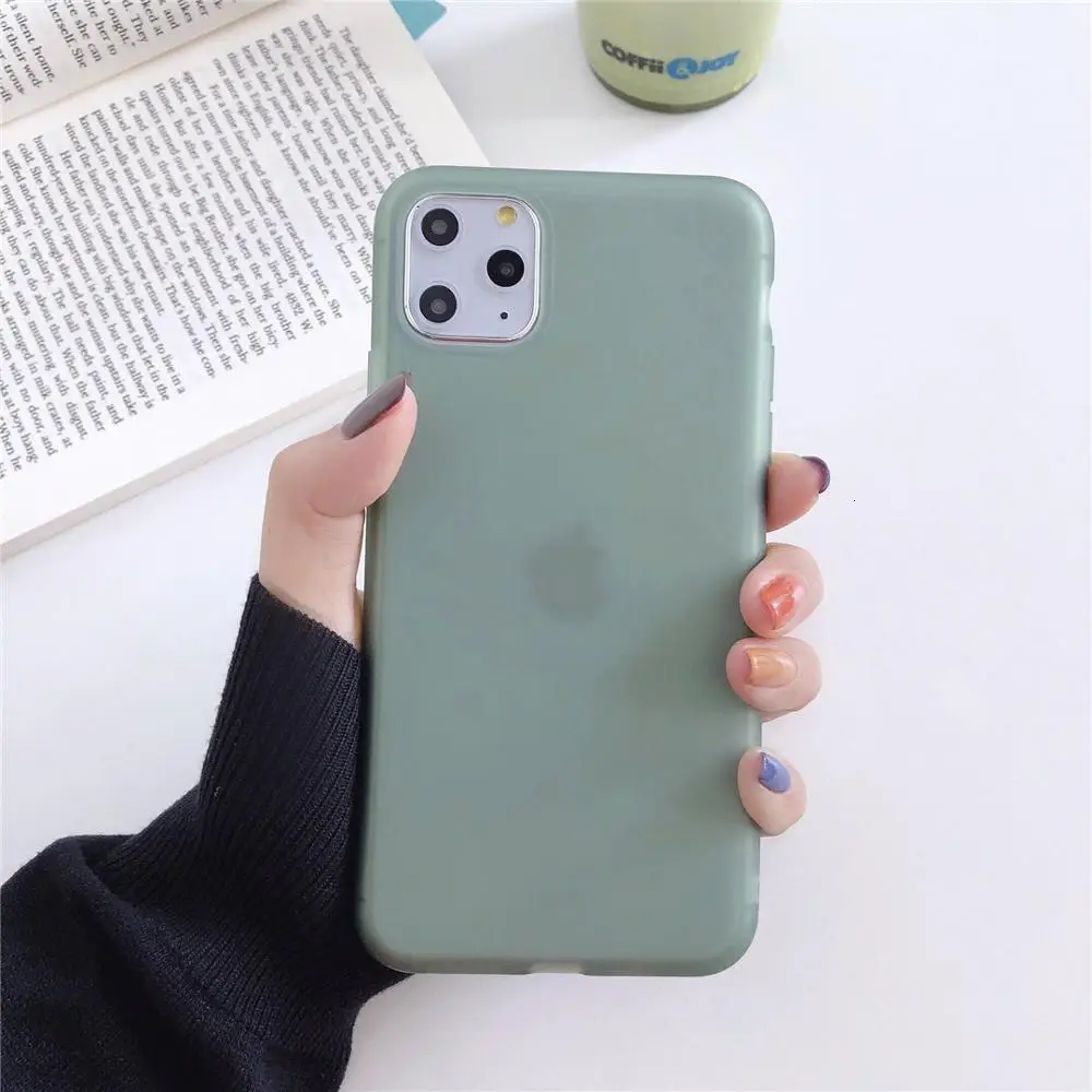 Green Жидкая эмульсия мягкий силиконовый матовый чехол для телефона для iPhone 7 6S 8 Plus X XR 11 Pro XS Max прозрачный чехол - Цвет: Green