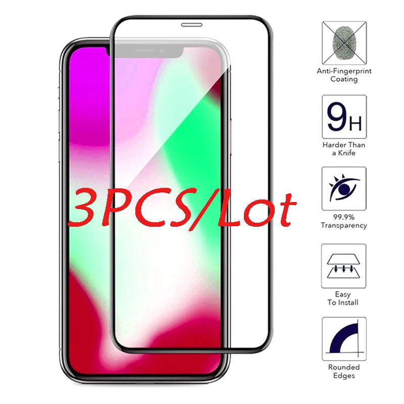3 шт./лот 9D Защитная пленка для экрана из закаленного стекла IPhone 12 8 7 6 6S Plus X XS MAX
