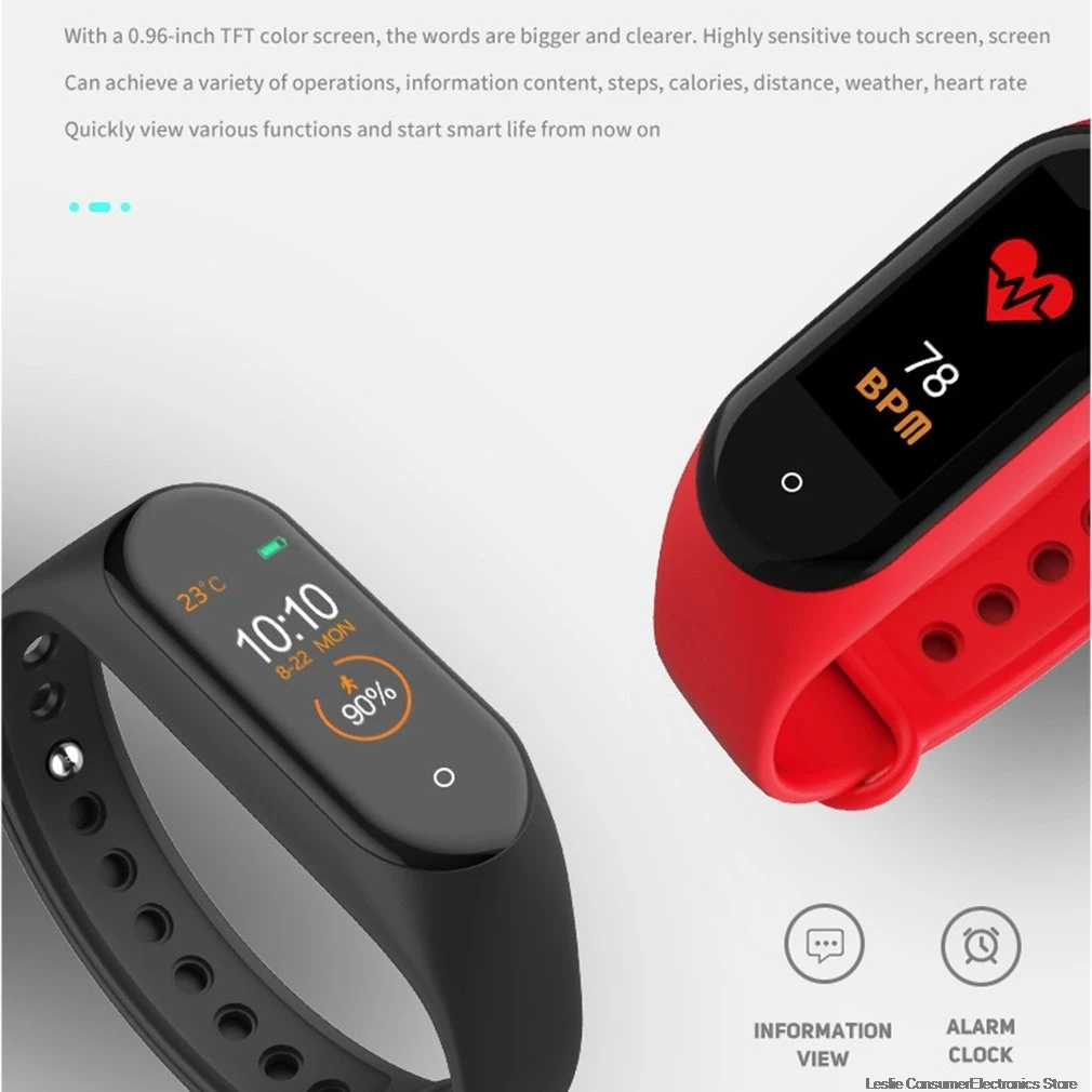 M4 Smart Band Wristband Heart rate/Blood/Pressure/ Smart bracelet  Monitor/Pedometer Fitness Waterproof Color Screen V5.0