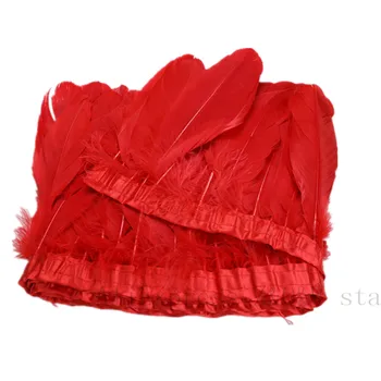 

Natural 15-20CM (6-8 inches) goose feather dyed red to make cloth edges 10 yards DIY performance clothing craft jewelry feather