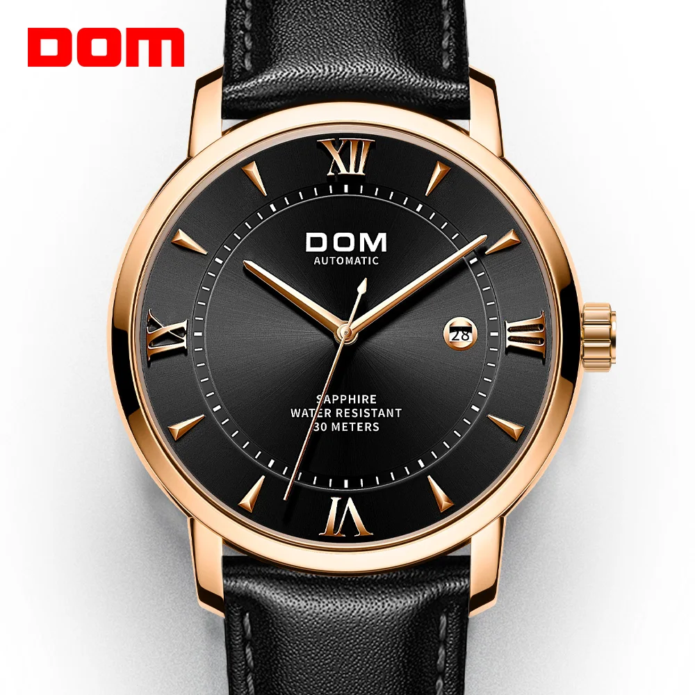 

DOM New luxury business men's automatic mechanical watch casual trend fashion sapphire waterproof corium calendar