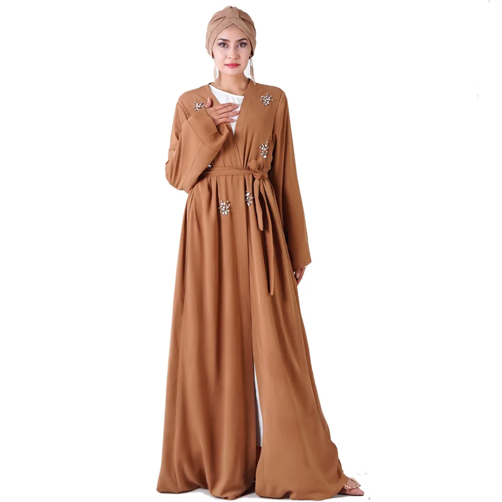 Дубай алмаз абайя для женщин Открытый абайя розовый мусульманский турецкий Выпускной арабское черное платье хиджаб халат Зеленый Кафтан Исламская одежда
