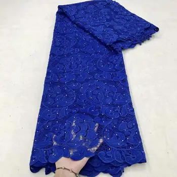 

Royal blue 100% Cotton Nigerian Swiss Voile Lace fabric High Quality African Embroidery Lace Fabric For Wedding YUAN99