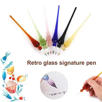 

Glass 18cm Crystal Dip Pen Glass Pen Glass Signature Pen Simple Crafts Desktop Supplies Vintage Classical Gift Practice