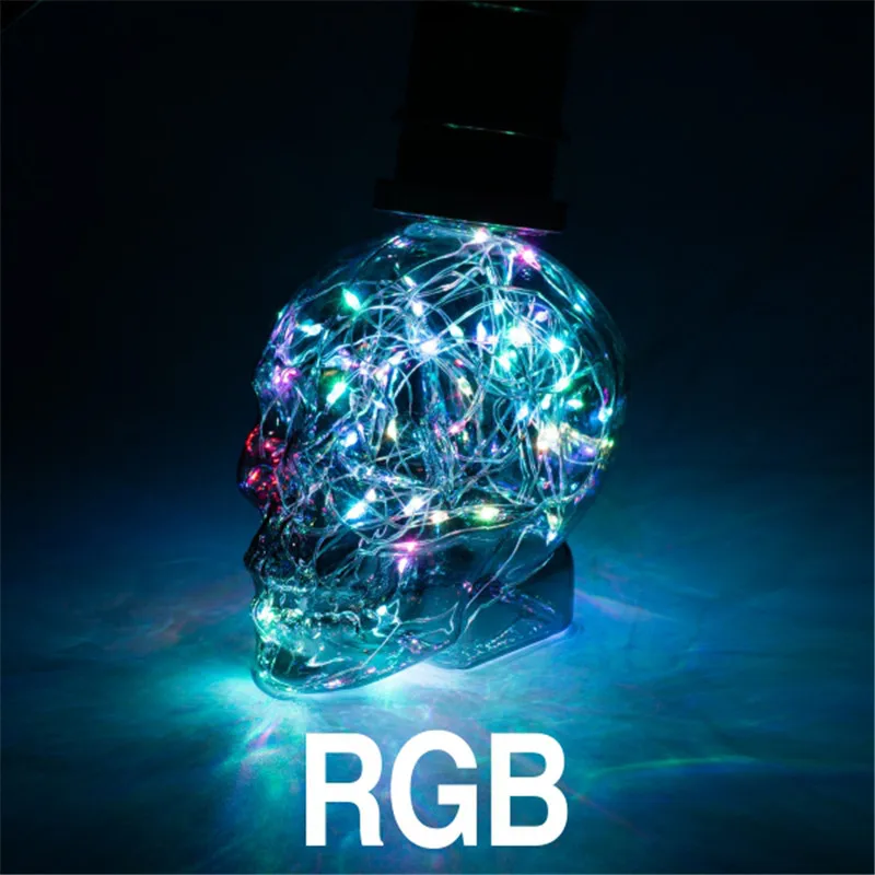 RGB 10 шт. для Хэллоуина, Череп, голова лампы светодиодная лампочка свет шнура 220 в дома кафе бар украшение для вечеринки дропшиппинг - Цвет: RGB