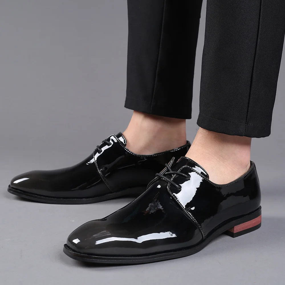 Uomo Uomo D'Affari Uomo Formale Lucido In Pelle Pu Scarpe Stringate Abito Da Uomo Guida Zapatos De Hombres Da Uomo Personliczzapatos