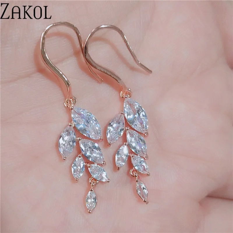 ZAKOL модные ювелирные изделия Bijoux анти-аллергический кубический Крюк из циркония серьги Шарм Висячие серьги для женщин FSEP2391
