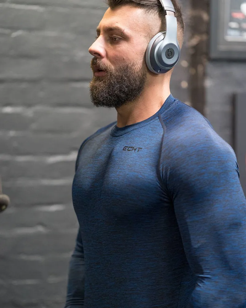 Футболка с длинным рукавом для мужчин компрессионная Moda Masculina Тренажерный Зал Фитнес Бодибилдинг Беговая тренировка Ropa Hombre Повседневная облегающая