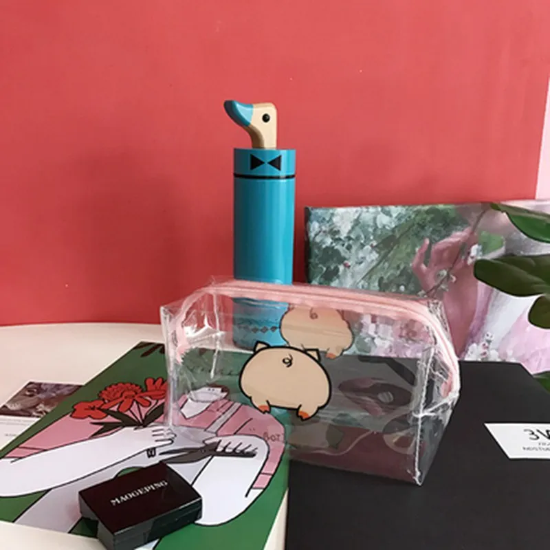 Сумка для макияжа с рисунком VSCO для девочек, Прозрачная женская косметичка, набор для макияжа на молнии из ПВХ, органайзер для туалетных принадлежностей для путешествий, красивый чехол-держатель - Цвет: 2